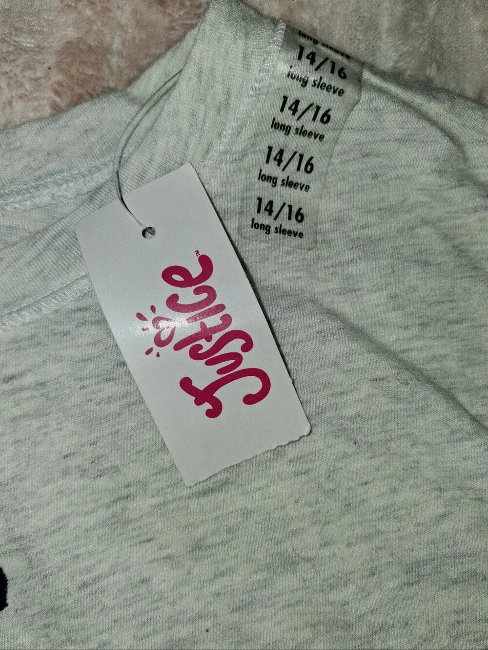 Justice Light Gray Long Sleeve Top with Navy Glitter 'BeYOUtiful' Cat Graphic